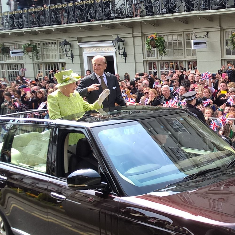 The Queen and The Duke of Edinburgh touring Windsor